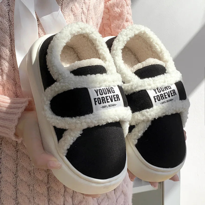 Plush Cotton Slippers For Women