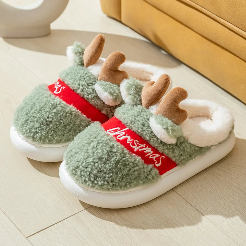 Warm Plush Christmas Slippers