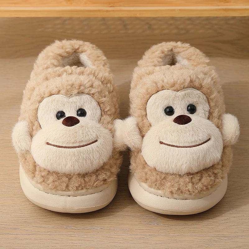 Monkey Pull-On Cotton Slippers