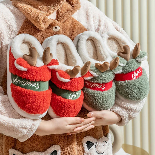 Warm Plush Christmas Slippers