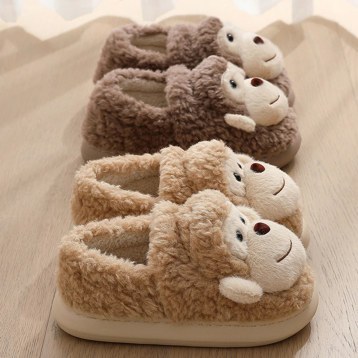 Monkey Pull-On Cotton Slippers