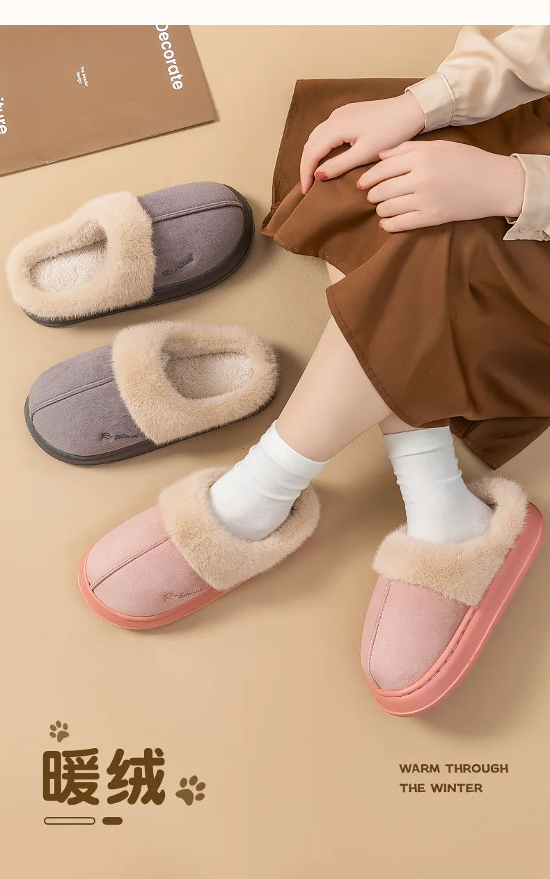 Non-Slip Cashmere Winter Slippers