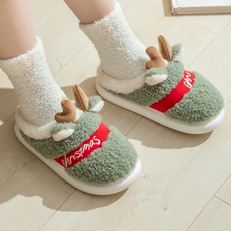 Warm Plush Christmas Slippers